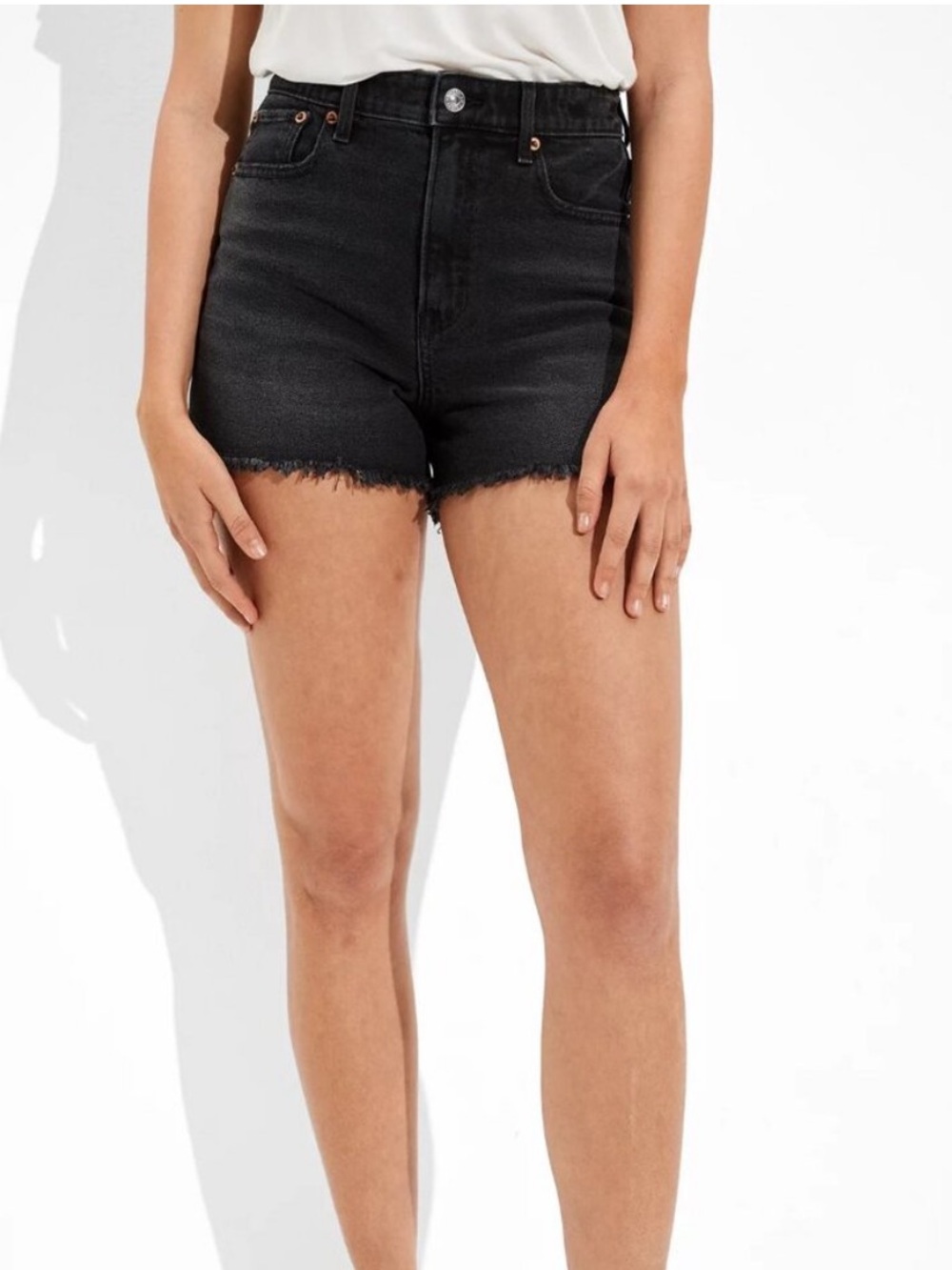 American Eagle Highest Rise 90s Boyfriend Short Sz 4 black denim jean shorts